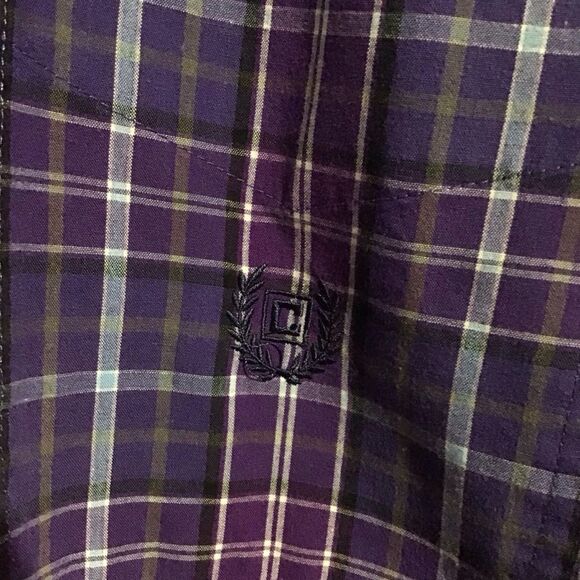 CHAPS Easy Care Purple Plaid Button Up Shirt L - Picture 3 of 7